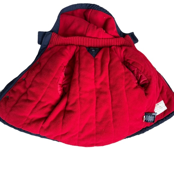 Tommy Hilfiger Boys Youth Navy Blue and Red Puffer Winter Jacket with Hood Sz. 5 - Picture 4 of 11